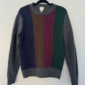 J Crew Wool-blend cable-knit sweater in mixed stripe